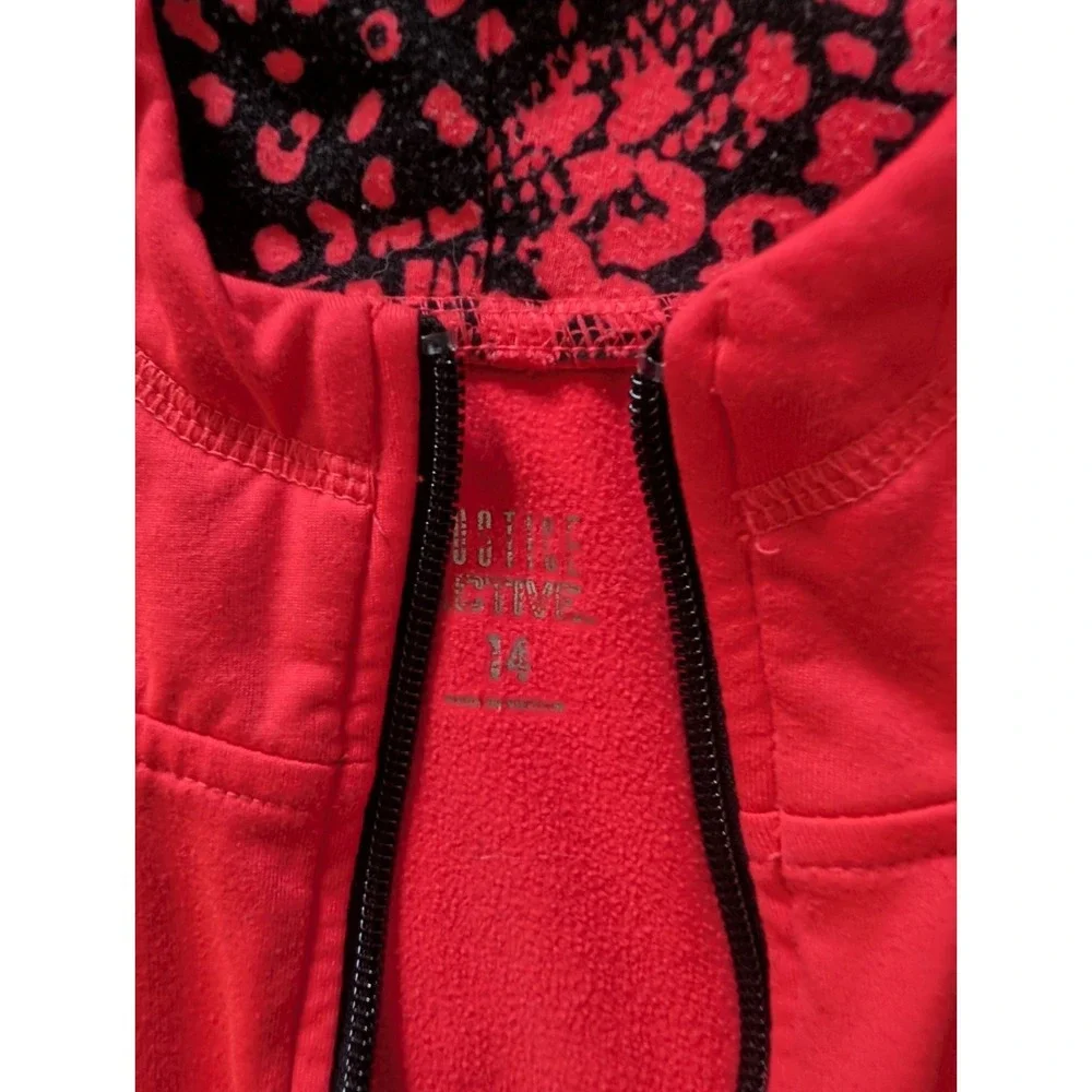 Justice Girls Size 14 Red Full-Zip Softball Long Sleeve Hooded Sweatshirt - Picture 5 of 7